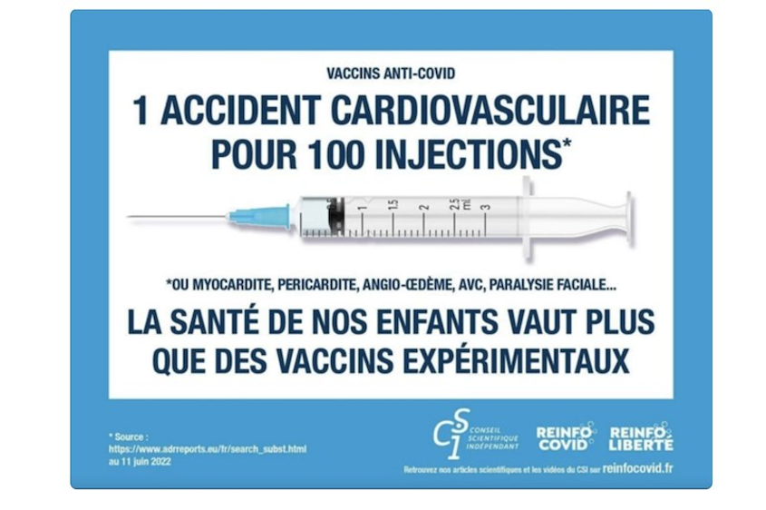 1 accident cardiovasculaire pour 100 injections